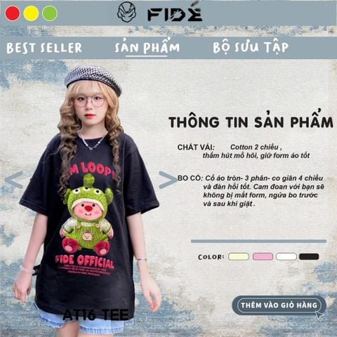 Áo thun FIDE LOOPY Hải Ly unisex form rộng cổ tròn LOOPY - AT16