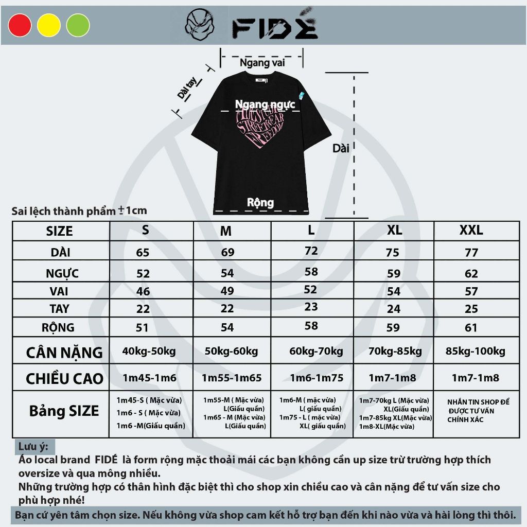 Áo thun unisex FIDE phông trơn nam nữ cổ tròn FIDE TRÁI TIM