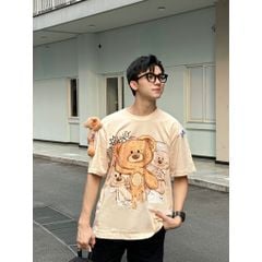 Áo thun FIDE TEEDY phông cotton unisex nam nữ form rộng cổ tròn ulzzang áo đính gấu - AT32(TẶNG KÈM GẤU)