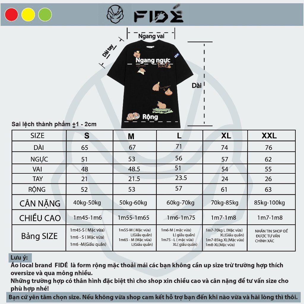 Áo thun FIDE CAPYBARA unisex form rộng cổ tròn CAPYBARA - AT48