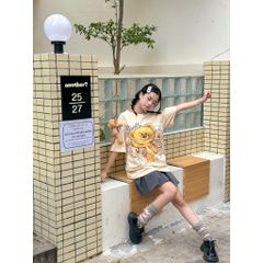 Áo thun FIDE TEEDY phông cotton unisex nam nữ form rộng cổ tròn ulzzang áo đính gấu - AT32(TẶNG KÈM GẤU)