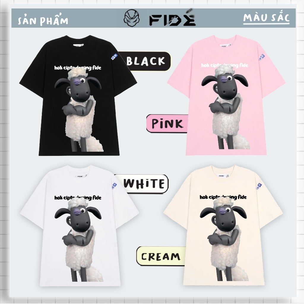 Áo thun FIDE Cừu shaun phông unisex nam nữ form rộng cổ tròn ulzzang SHAUN 17