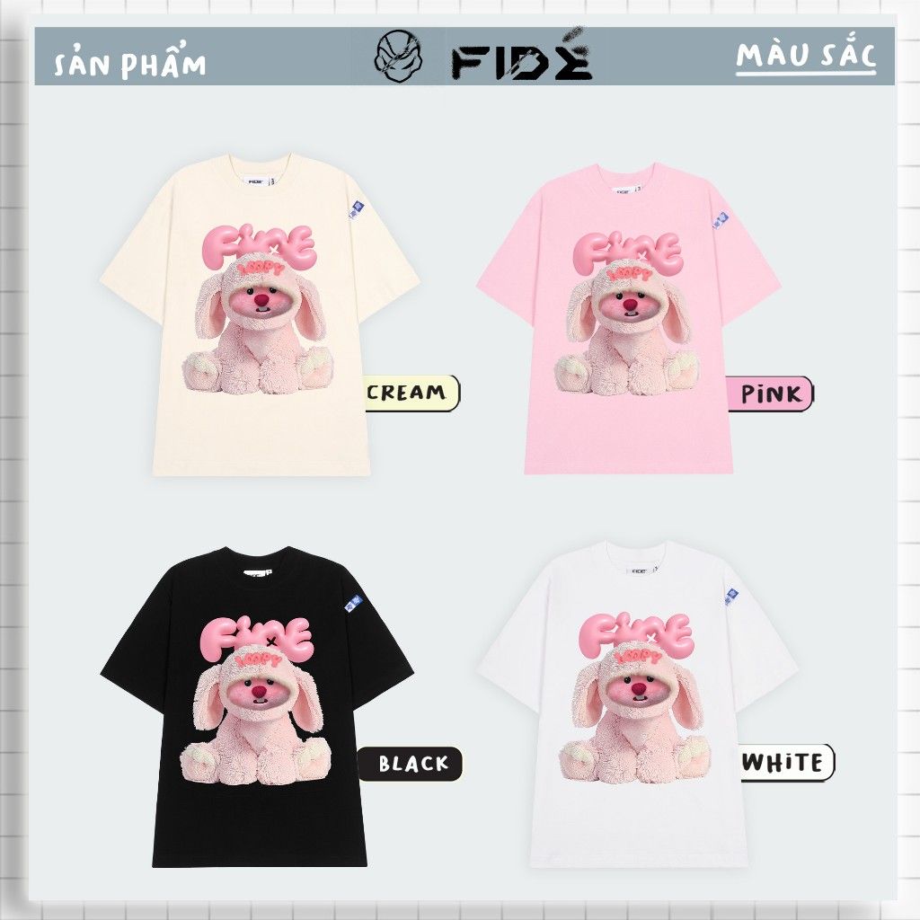 Áo thun FIDE LOOPY Hải Ly unisex form rộng cổ tròn LOOPY - AT28