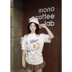 Áo thun FIDE TEEDY phông cotton unisex nam nữ form rộng cổ tròn ulzzang áo đính gấu - AT54 (TẶNG KÈM GẤU)