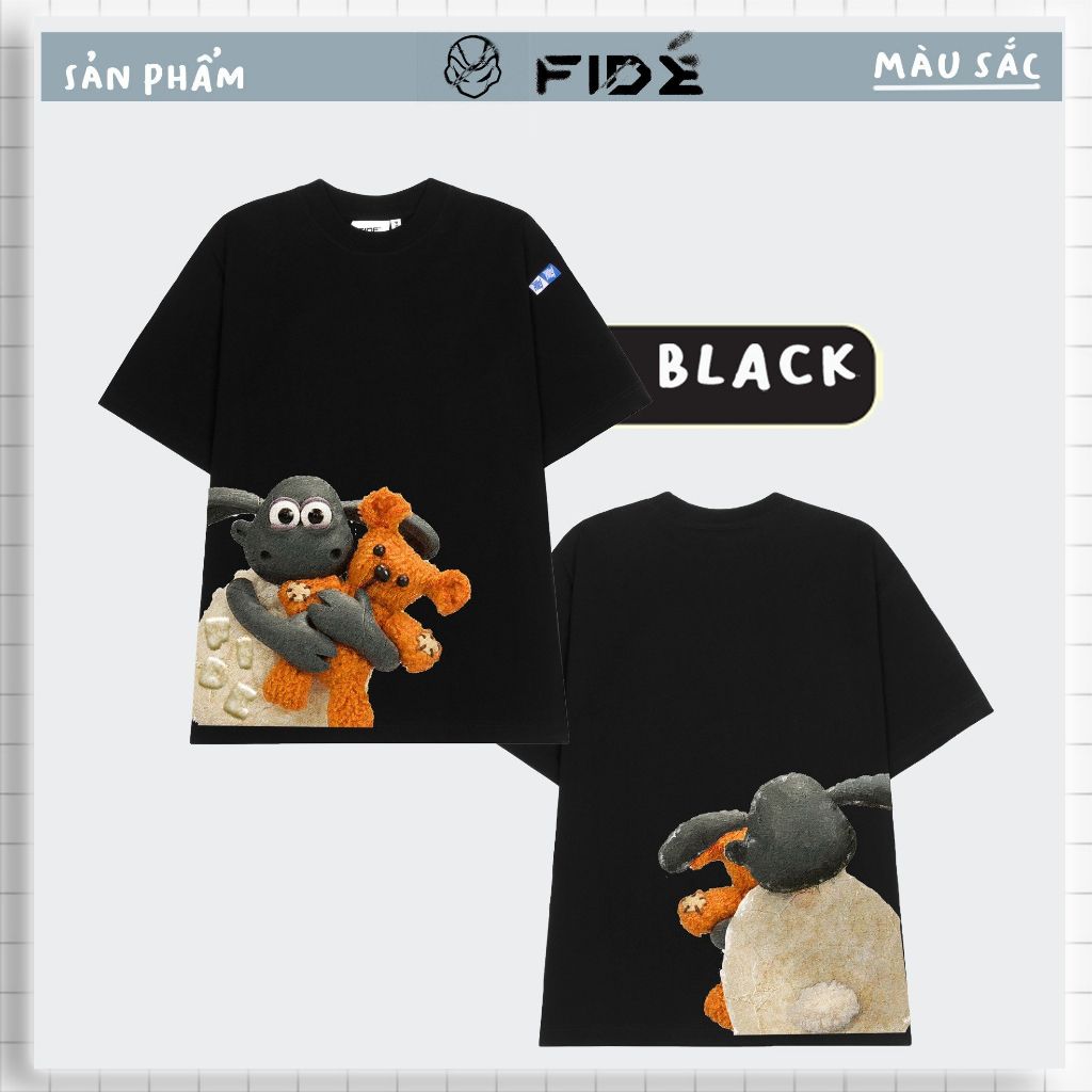 Áo thun FIDE Cừu Shaun phông trơn nam nữ cổ tròn unisex SHAUN 09
