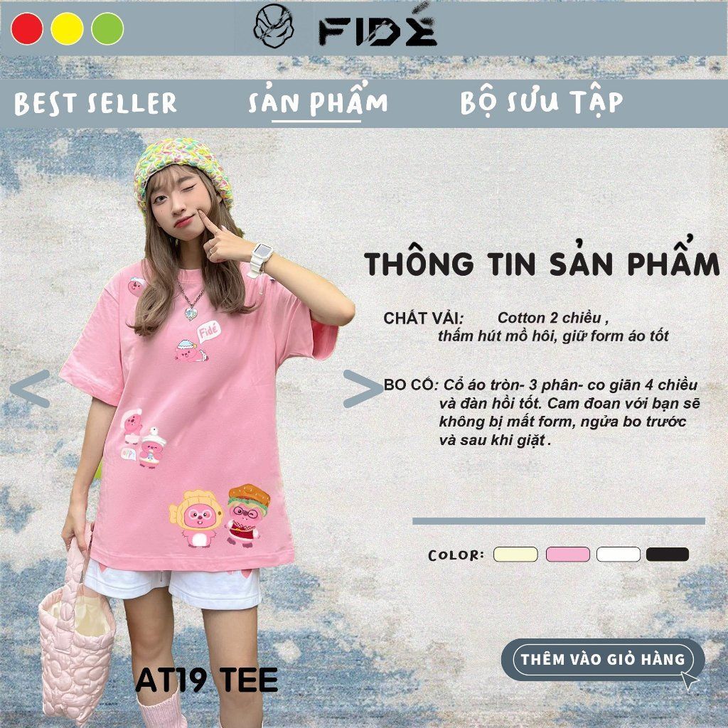 Áo thun FIDE LOOPY Hải Ly unisex form rộng cổ tròn LOOPY - AT19