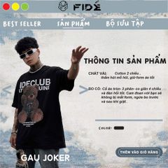 Áo thun FIDE unisex nam nữ form rộng cổ tròn GẤU JOKER