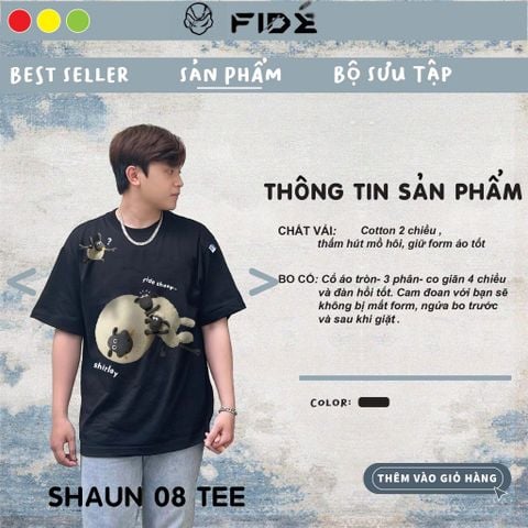 Áo thun FIDE Cừu Shaun phông trơn nam nữ cổ tròn unisex SHAUN 08