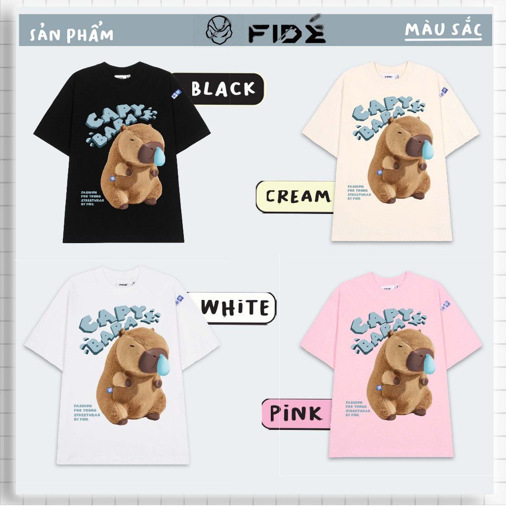 Áo thun FIDE CAPYBARA unisex form rộng cổ tròn CAPYBARA - AT57 Cotton