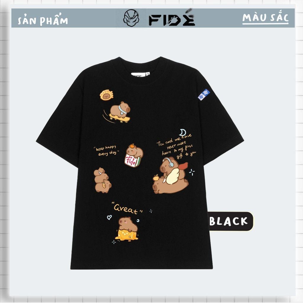 Áo thun FIDE CAPYBARA unisex form rộng cổ tròn CAPYBARA - AT61