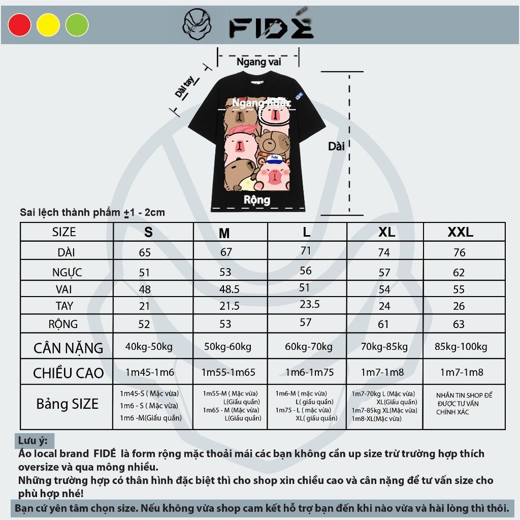 Áo thun FIDE CAPYBARA unisex form rộng cổ tròn CAPYBARA - AT62 Cotton