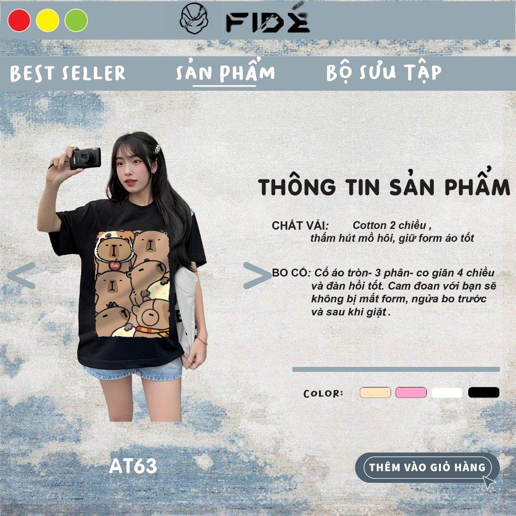 Áo thun FIDE CAPYBARA phông unisex form rộng local brand nam nữ cổ tròn oversize - AT63