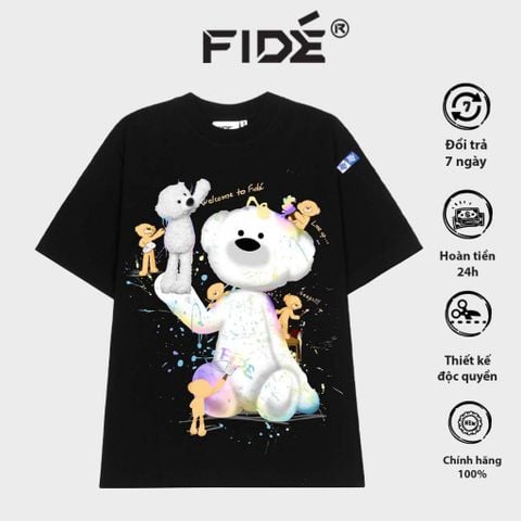 Áo thun FIDE TEEDY GẤU BÔNG phông unisex form rộng local brand nam nữ cổ tròn oversize - AT64 (TẶNG KÈM GẤU)