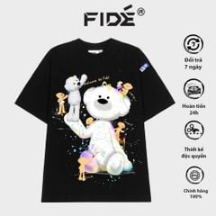 Áo thun FIDE TEEDY GẤU BÔNG phông unisex form rộng local brand nam nữ cổ tròn oversize - AT64 (TẶNG KÈM GẤU)