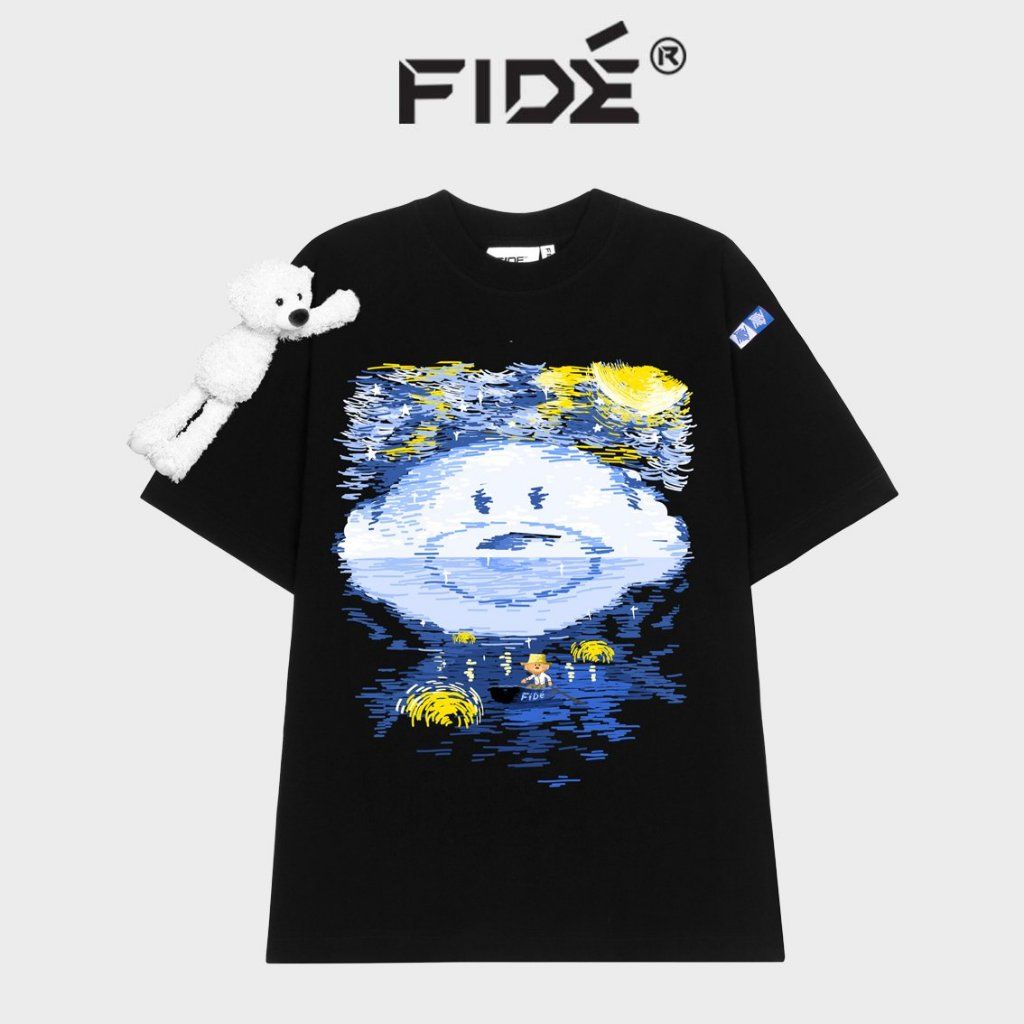 Áo thun FIDE TEDDY phông unisex form rộng local brand nam nữ cổ tròn oversize Đínhgấu AT66(TẶNG GẤU)