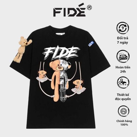 Áo thun FIDE TEDDY phông unisex form rộng local brand nam nữ cổ tròn oversize Đínhgấu AT65(TẶNG KÈM GẤU)