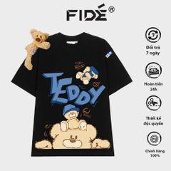 Áo thun FIDE TEDDY phông unisex form rộng local brand nam nữ cổ tròn oversize Đínhgấu AT43(TẶNG GẤU)