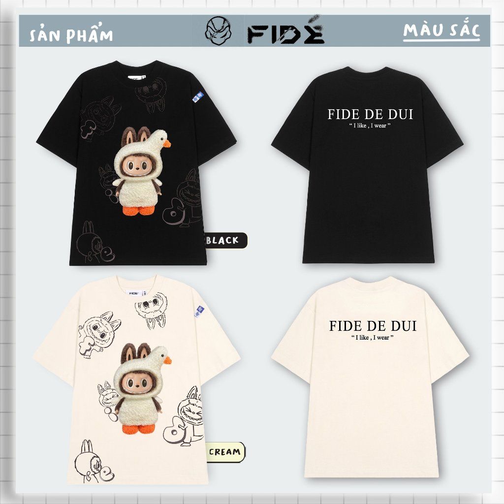 Áo thun FIDE LABUBU phông unisex form rộng local brand nam nữ cổ tròn oversize - AT74