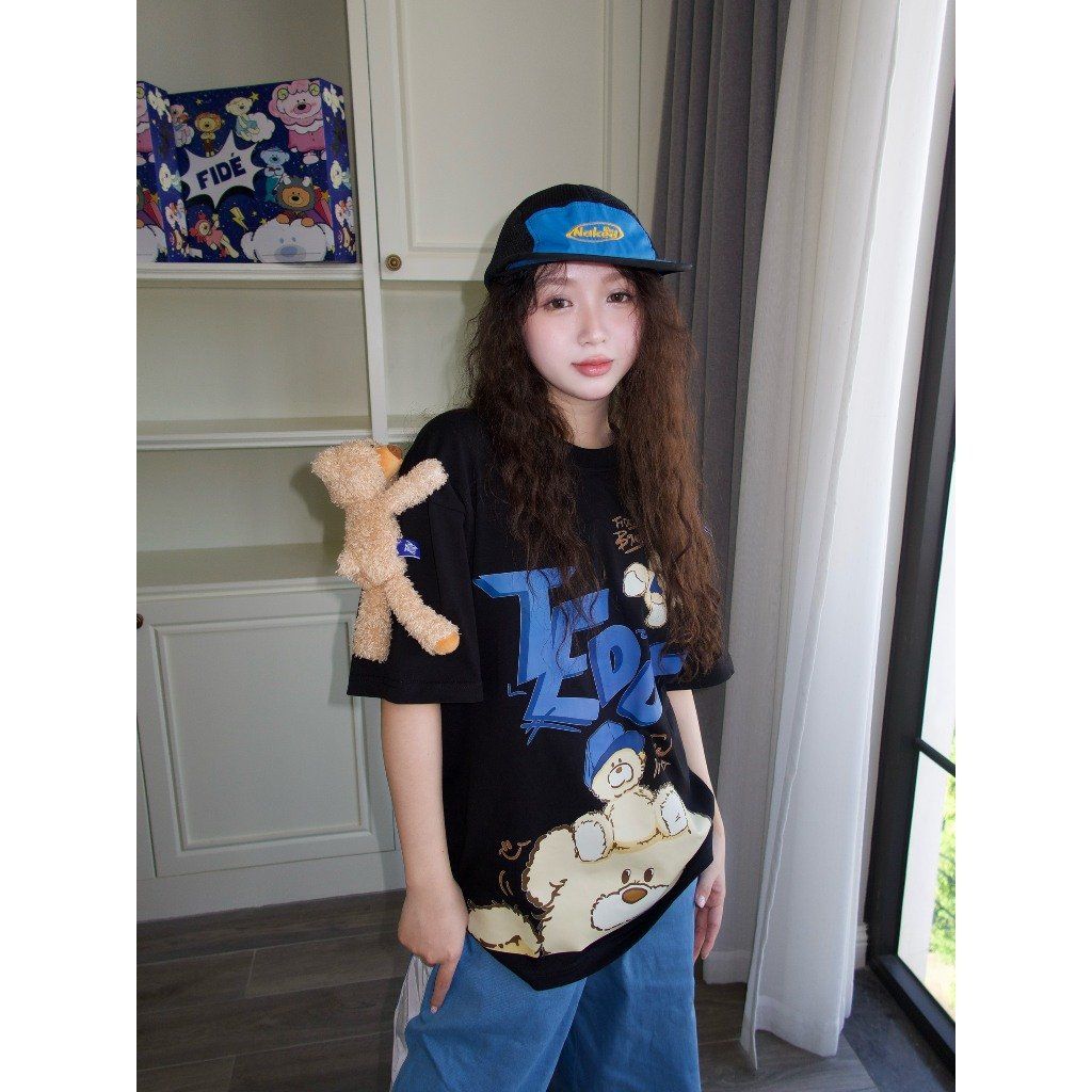 Áo thun FIDE TEDDY phông unisex form rộng local brand nam nữ cổ tròn oversize Đínhgấu AT43(TẶNG GẤU)