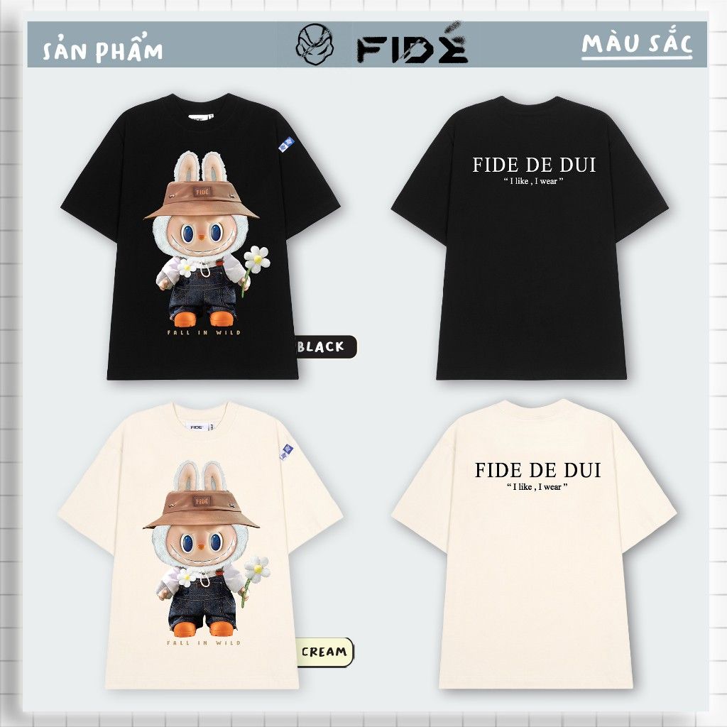 Áo thun FIDE LABUBU phông unisex form rộng local brand nam nữ cổ tròn oversize - AT75