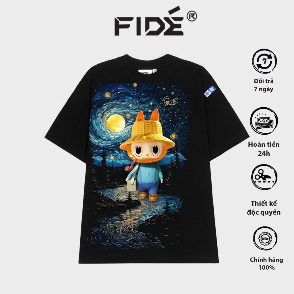 Áo thun FIDE LABUBU phông unisex form rộng local brand nam nữ cổ tròn oversize - AT77
