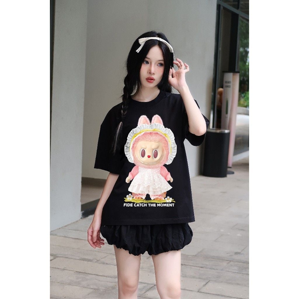 Áo thun FIDE LABUBU MOMOKO phông unisex form rộng local brand nam nữ cổ tròn oversize - AT80