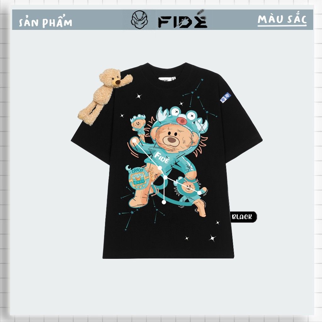 Áo thun FIDE TEDDY phông unisex form rộng local brand nam nữ cổ tròn oversize Đínhgấu AT82(TẶNG GẤU)