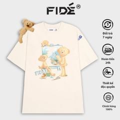 Áo thun FIDE TEEDY phông cotton unisex nam nữ form rộng cổ tròn áo đính gấu - AT60(TẶNG KÈM GẤU)