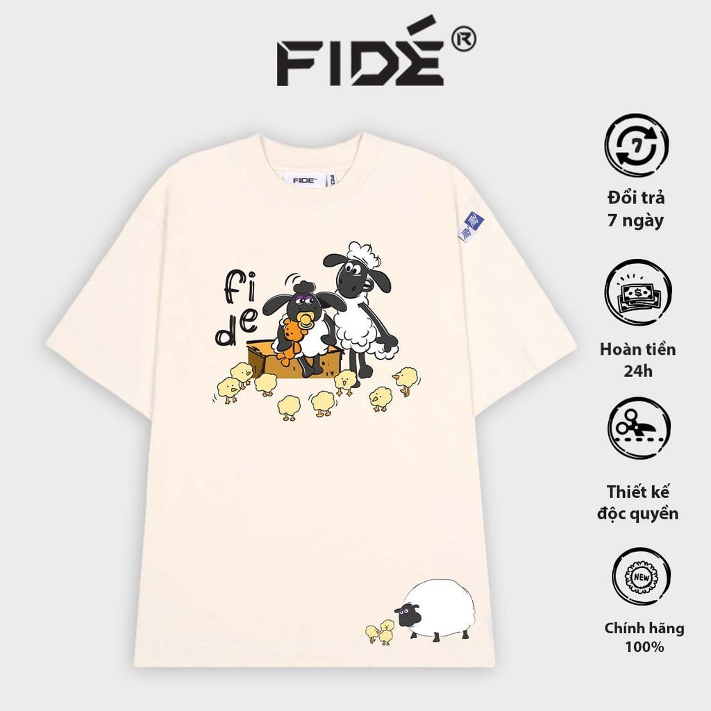 Áo thun FIDE Cừu Shaun phông trơn nam nữ cổ tròn unisex SHAUN 10