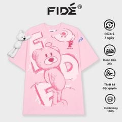 Áo thun FIDE TEEDY phông cotton unisex nam nữ form rộng cổ tròn áo đính gấu - AT59(TẶNG KÈM GẤU)