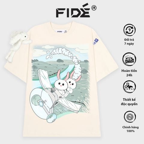 Áo thun FIDE TEEDY phông cotton unisex nam nữ form rộng cổ tròn áo đính gấu - AT69 (TẶNG KÈM THỎ BÔNG)