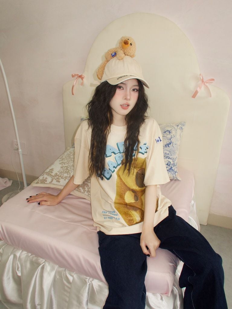 Mũ đính gấu FIDÉ Nón kết thêu FIDÉ unisex chính hãng FIDÉ đính gấu 01 (TẶNG KÈM GẤU)