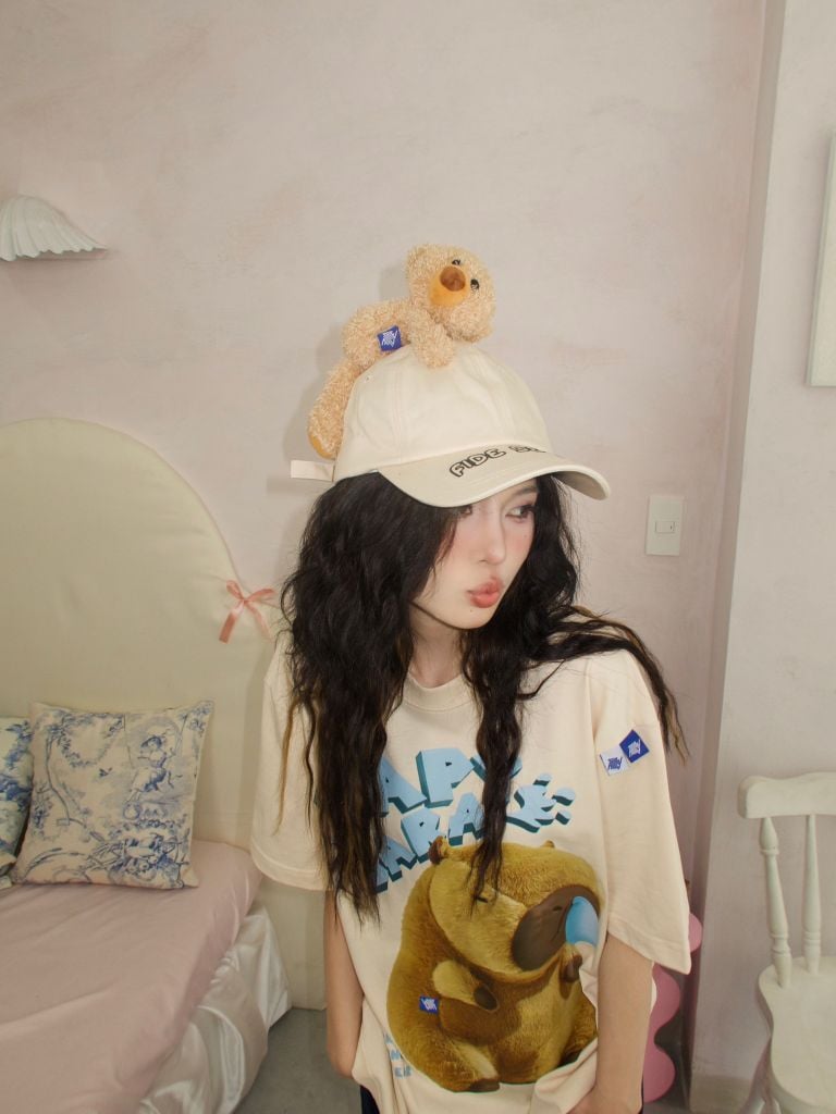 Mũ đính gấu FIDÉ Nón kết thêu FIDÉ unisex chính hãng FIDÉ đính gấu 01 (TẶNG KÈM GẤU)