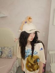 Mũ đính gấu FIDÉ Nón kết thêu FIDÉ unisex chính hãng FIDÉ đính gấu 01 (TẶNG KÈM GẤU)