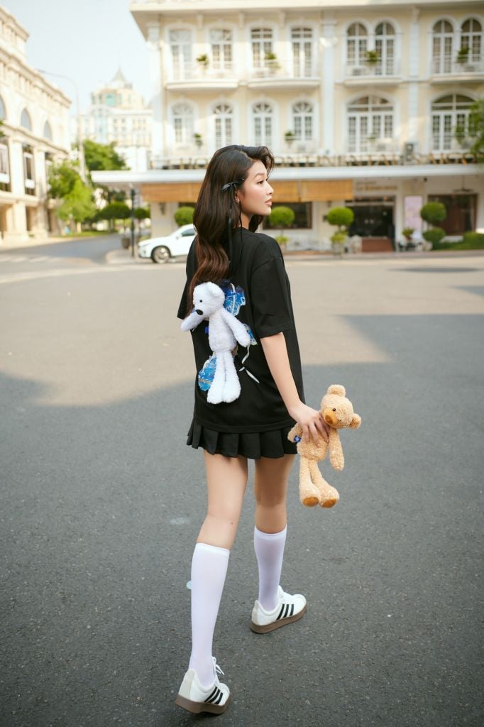Áo thun FIDE TEEDY phông cotton unisex nam nữ form rộng cổ tròn áo đính gấu - AT71 (TẶNG KÈM GẤU)