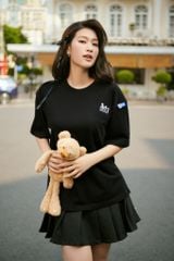 Áo thun FIDE TEEDY phông cotton unisex nam nữ form rộng cổ tròn áo đính gấu - AT71 (TẶNG KÈM GẤU)