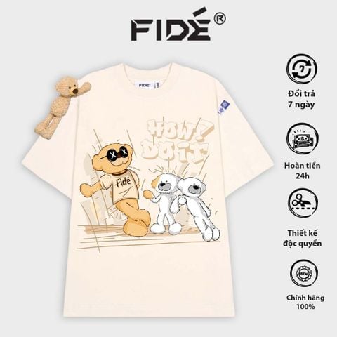 Áo thun FIDE TEDDY phông unisex form rộng local brand nam nữ cổ tròn oversize Đính gấu - AT67 (TẶNG KÈM GẤU)