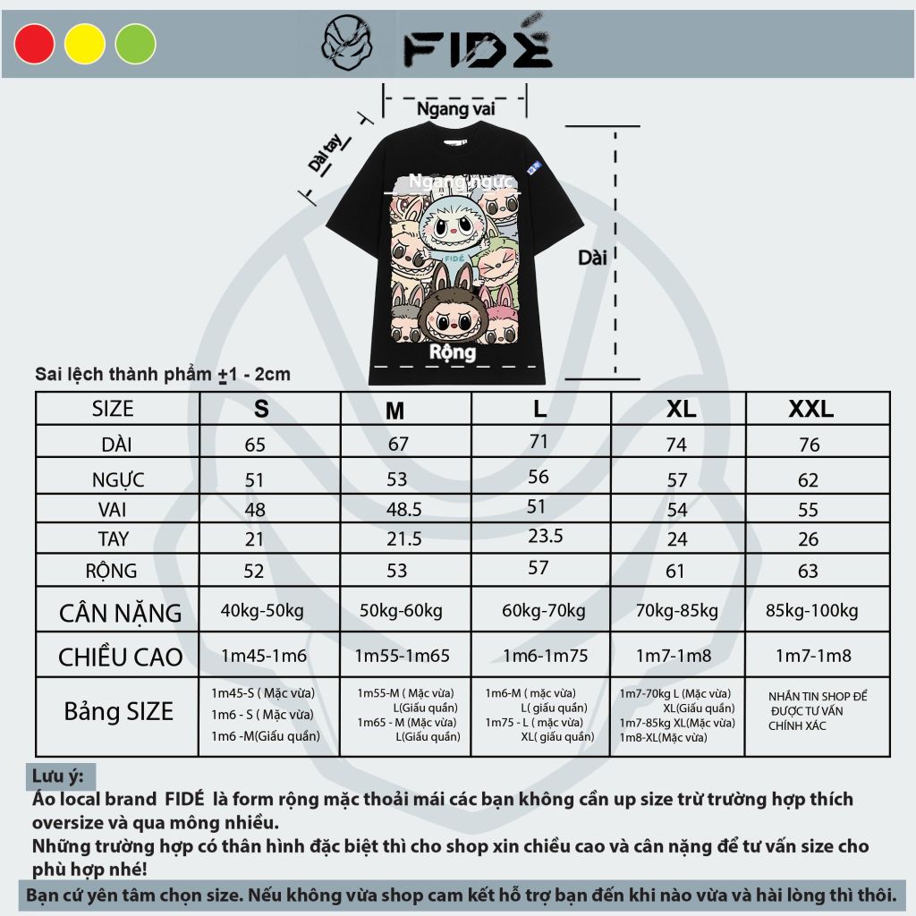 Áo thun FIDE LABUBU phông unisex form rộng local brand nam nữ cổ tròn oversize - AT73