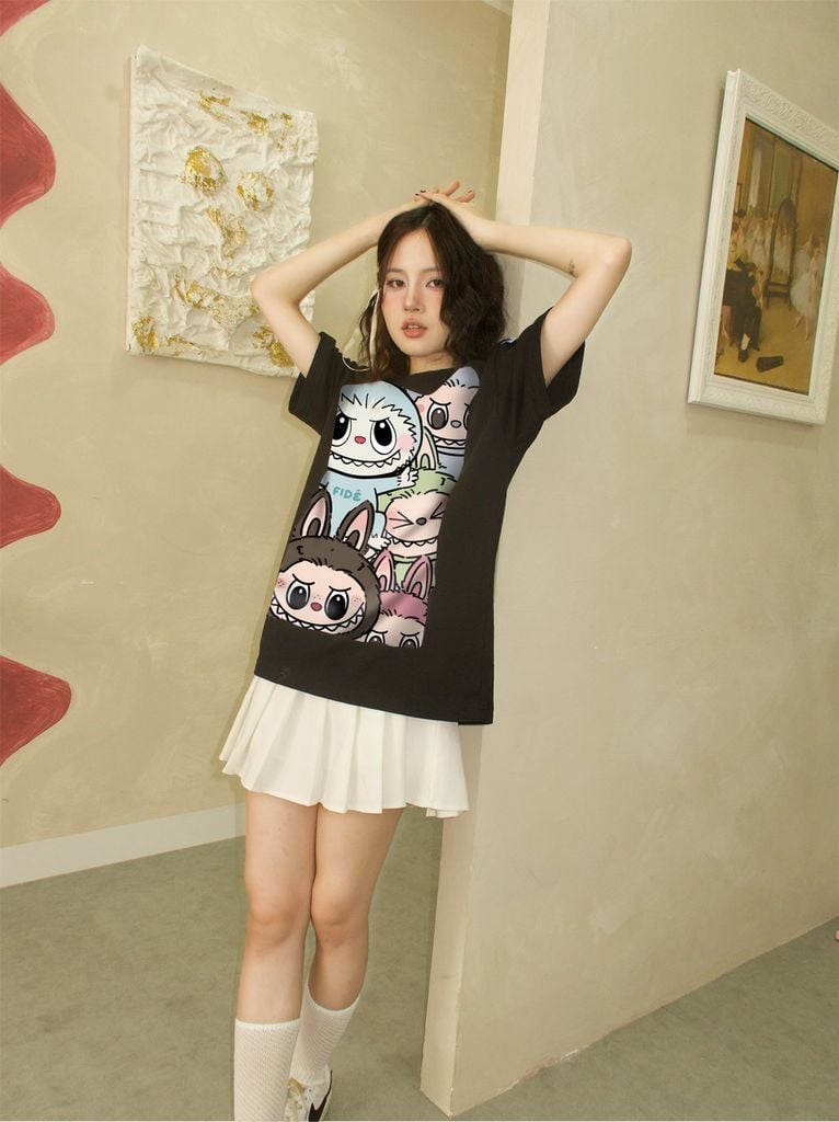 Áo thun FIDE LABUBU phông unisex form rộng local brand nam nữ cổ tròn oversize - AT73