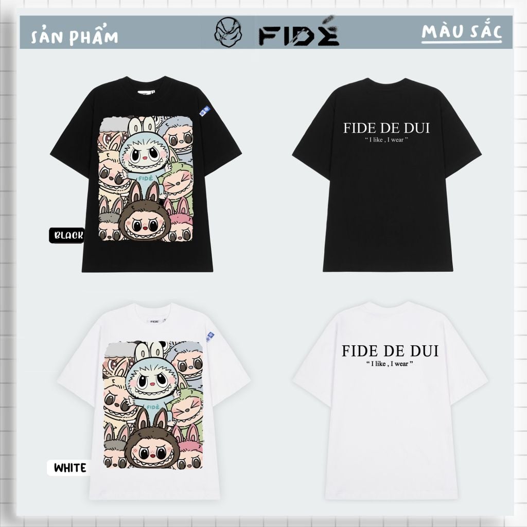 Áo thun FIDE LABUBU phông unisex form rộng local brand nam nữ cổ tròn oversize - AT73
