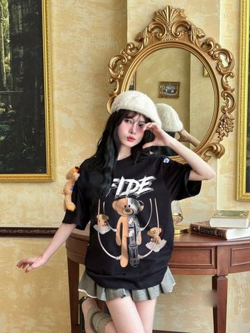 Áo thun FIDE TEDDY phông unisex form rộng local brand nam nữ cổ tròn oversize Đínhgấu AT65(TẶNG KÈM GẤU)