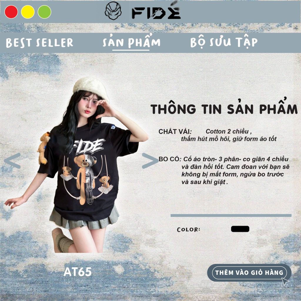 Áo thun FIDE TEDDY phông unisex form rộng local brand nam nữ cổ tròn oversize Đínhgấu AT65(TẶNG KÈM GẤU)