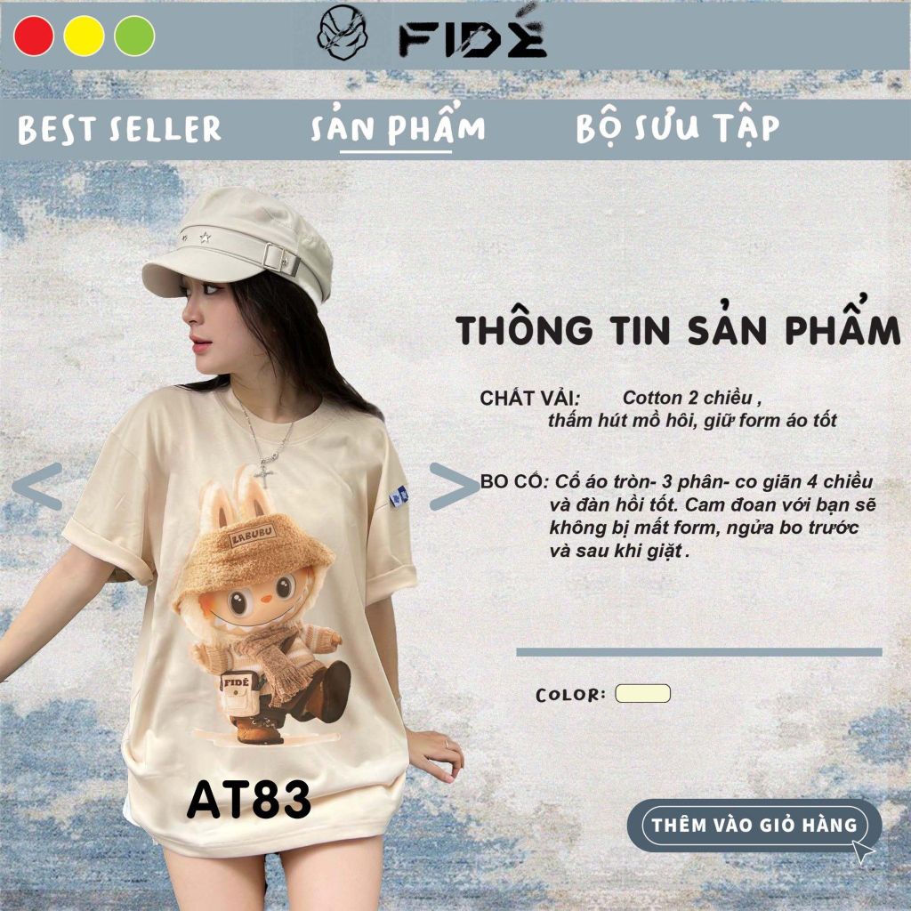 Áo thun FIDE LABUBU phông unisex form rộng local brand nam nữ cổ tròn oversize-AT83
