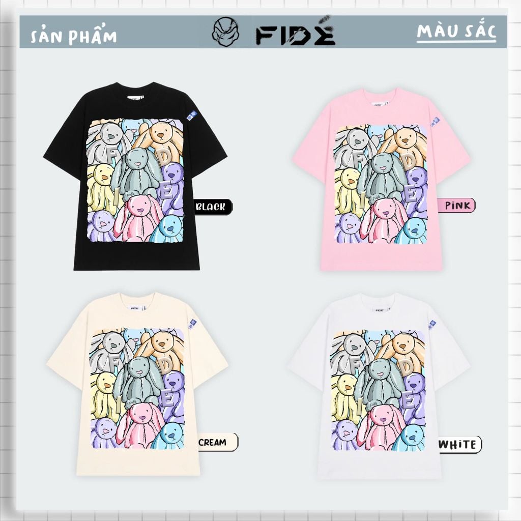 Áo thun FIDE Bunny phông unisex form rộng local brand nam nữ cổ tròn oversize - AT86