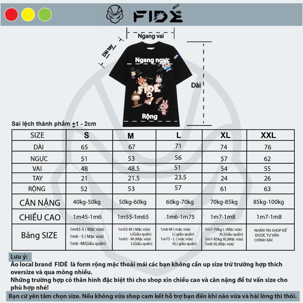 Áo thun FIDE LABUBU phông unisex form rộng local brand nam nữ cổ tròn oversize - AT87