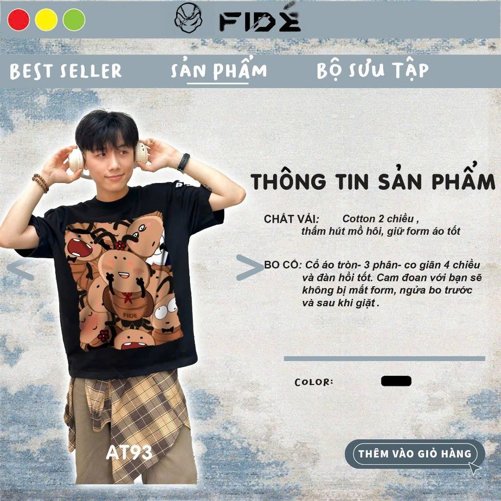 Áo thun FIDE con gián thiếu ngủ phông unisex form rộng local brand nam nữ cổ tròn oversize AT93