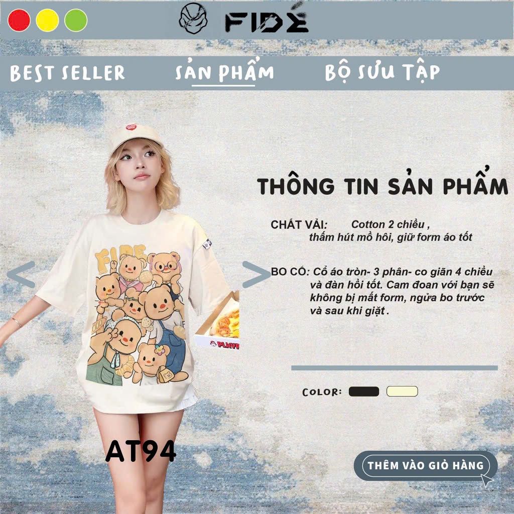Áo thun FIDE TEDDY phông unisex form rộng local brand nam nữ cổ tròn oversize AT94
