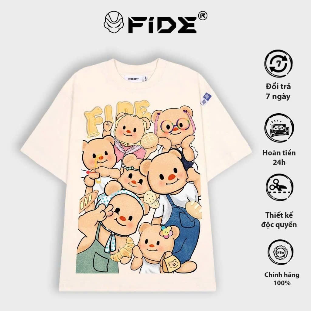 Áo thun FIDE TEDDY phông unisex form rộng local brand nam nữ cổ tròn oversize AT94