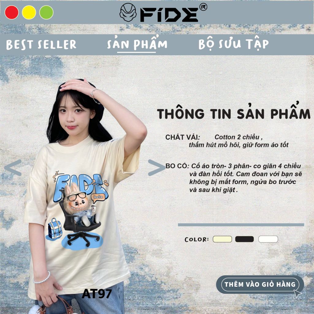 Áo thun FIDE LABUBU phông unisex form rộng local brand nam nữ cổ tròn oversize - AT97