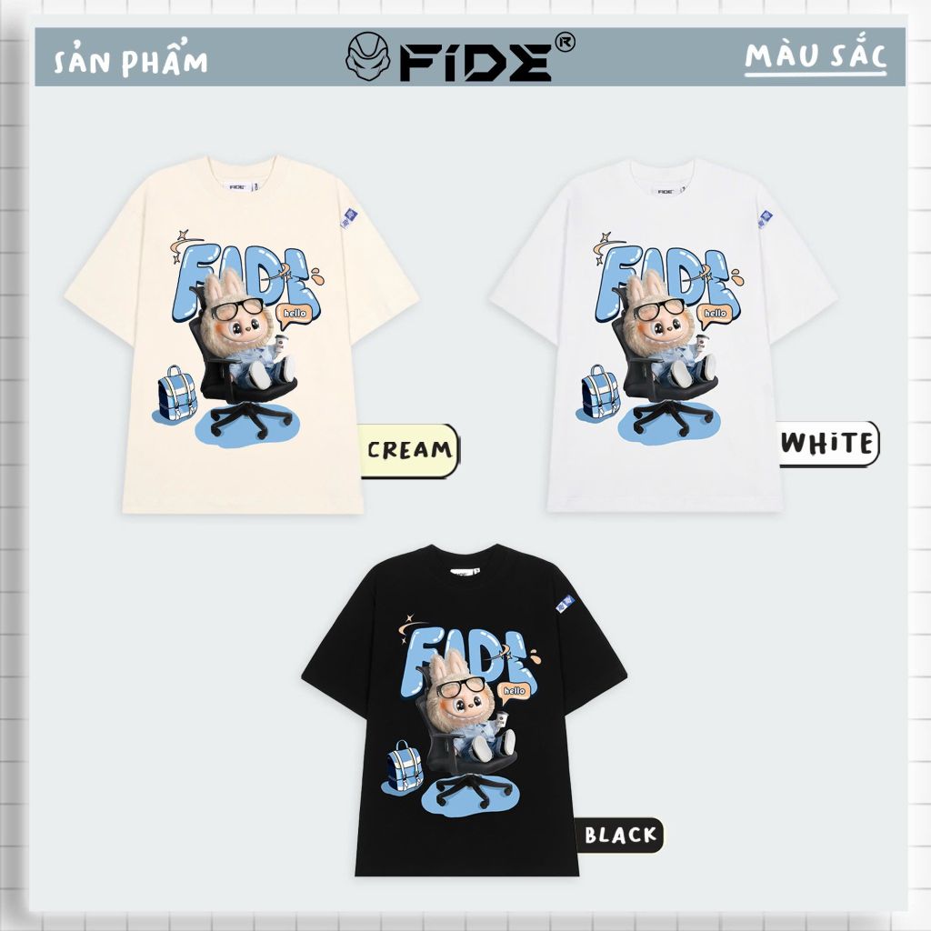 Áo thun FIDE LABUBU phông unisex form rộng local brand nam nữ cổ tròn oversize - AT97